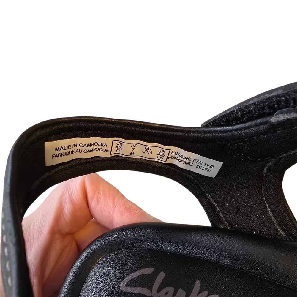 Clarks Collection Womens Chelseah Gem Angle Strap Wedge Sandal Size 7M Black - Picture 7 of 11